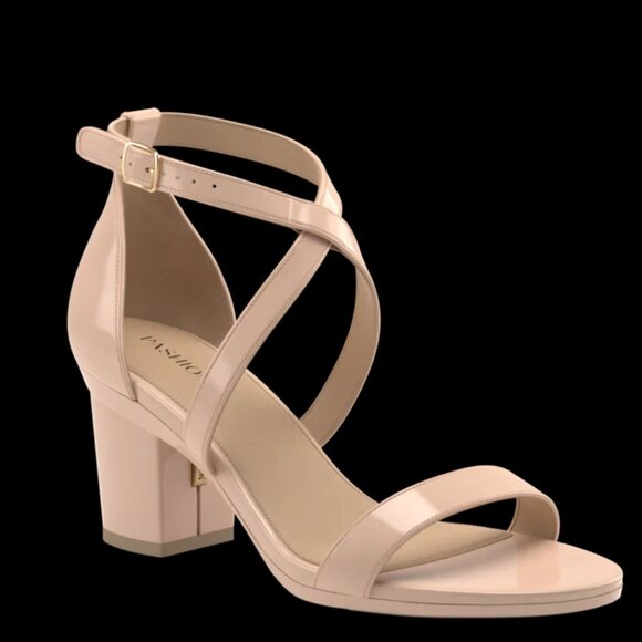 Pashion Footwear Shoes - Pashion Sand Patent Sandal Block 3 & 4 inch, Stiletto 4 inch & Flat Cap